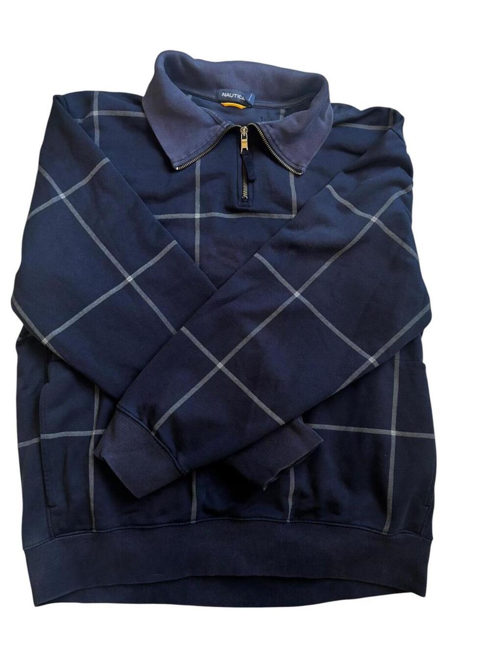 🚢 Nautica Quarter Zip Navy Sweatshirt Minimal Style